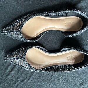 INC International Concepts Black Woven Pointed Flats
